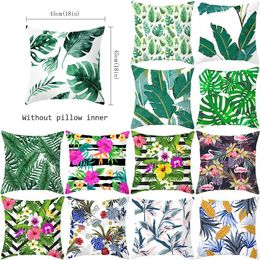 Pillow Tropical Plants Cover Summer Green Leaves Printing Decorative Pillowcase Polyester Throw Case For Sofa