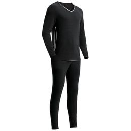 Men's Thermal Underwear Winter Autumn V Neck Warm Long Johns Set For Men Man Soft Seamless Slimming Suit Top Trousers Thermo Clothing