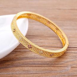 Bangle Nidin New Trendy Luxury 14 Styles Famous Brand Jewelry Gold Color Copper Zircon Bangles Female Hollow Crystal Party Gift G230210