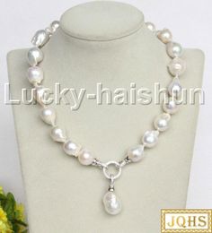 Chains Stylish Baroque 17" 25mm White Reborn Keshi Pearls Beads Strand Knotted Necklace 18KGP J11162Chains