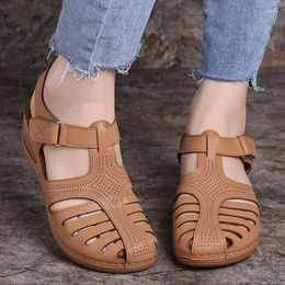 Sandalet Kadınlar Yaz Ayakkabıları Peep Toe Bayanlar Hafif Konforlu Düz Zapatos De Mujer için Nefes Alabilir