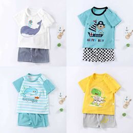 Clothing Sets Baby Unisex New Style Casual Soft Skin Colorful Summer Tshirtshorts Pullover Round Neck Animals Print Pure Cotton Outfits