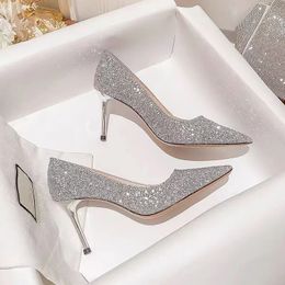 Dress Shoes High Heels Women Wedding Shoes Bride Gold Heels Luxury Designer Elegant Party Sandals Dress Strip Pole Dance Sexy Silver Heels 230211