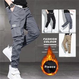 Men's Pants Winter Thick Warm Fleece Cargo Pants Men Streetwear Plus Size Black Joggers Male Casual Thermal Trousers 3xl Men Pants 230211