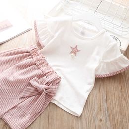 Kinder Kleidung Sommer Kleinkind Baumwolle Tragen stücke Outfits Kinder Kleidung Trainingsanzug Anzug Für Mädchen Tücher Sets