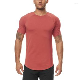 Men's T Shirts Men's Slim Fit Fitness Shirt Solid Color Gym Clothing Bodybuilding Tight T-shirt Quick Dry Sportswear Training Tee Homme