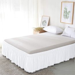 Bed Skirt Twin/Full/Queen/King Size Bed Skirt with Tassels Elastic Band Bed Skirt Bed Cover without Surface el Bed Cover Bedding Decor 230211