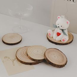 Candle Holders 8-14CM Home Decoration Square Ornaments Creative Pine Wood Chip Children's DIY Painting Round Crafts