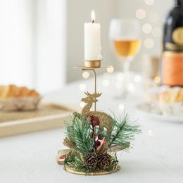 Christmas Decorations Adorable Candlestick Multi-use Desktop Ornament Stylish Iron Art Holiday Decoration Arrangement