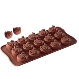 15 Grids Pig Head Cake Chocolate Silicone Moulds Tools 3D Fondant DIY Handmade Kitchen Baking Cookie Mould Accessories SN650