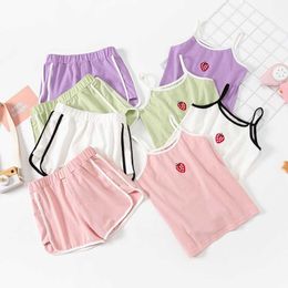 Clothing Sets Baby Girls Sleeveless Outfits Solid Colour Vestshorts New Style Thin Pure Cotton Soft Cute Trendy Suits Infant Casual pcs