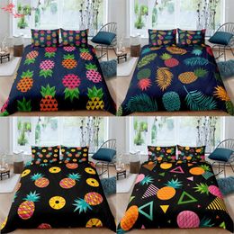 Bedding Sets Nordic Black Pineapples Set Single Twin Fruit Bed Cover Duvet Teens Quilt Pillowcase 2/3 Piece Girl Gift