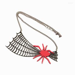 Pendant Necklaces KUGUYS Classic Red Spider Big Necklace For Women Men Fashion Black Chain Acrylic Jewelry HipHop Rock Accessories
