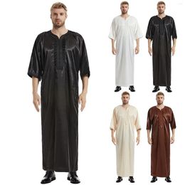 Men's Casual Shirts Men's Muslim Arab Middle Satin Long Sleeve Dress Slim Fit For Men Regular Formal