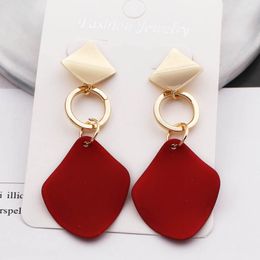 Fashion Statement Dangle Earrings Green White Red Geometric Drop Earring for Women Punk Metal