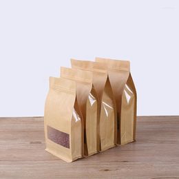 Jewellery Pouches Wholesale 12cmx22cm Big Capability Stand-up Kraft Paper Packaging Storage Bag With Zipper Window Food Coffee Bags