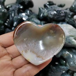 Decorative Figurines Natural Agate Carved Heart Shaped Bowl Gemstone Crystal For Decoration