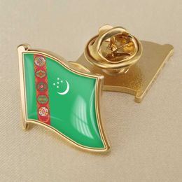 Turkmenistan National Flag Crystal Gel Emblem Brooch Flag Badges of the World