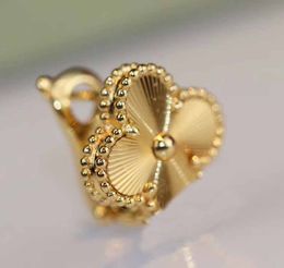 V gold material Luxury quality 1.5cm flower clip earringwomen wedding Jewellery gift have special stamp WEB 127
