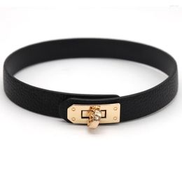Choker 2023 Fashion PU Leather Round Necklace For Women Punk Statement Hip Hop Bondage Cosplay Jewellery