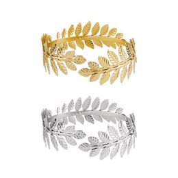 Bangle Alloy Leaf Armband Swirl Upper Arm Cuff Armlet Bracelet Egyptian Costume Accessory For Women Gold Silver Color