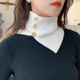 Bow Ties Sitonjwly Women Knitted Scarf Turtleneck Warm Protect Cervical Spine Stretch Fake Collar High Neck Pullover BibBow
