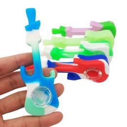 Latest Mini Colorful Silicone Pipes Dry Herb Tobacco Thick Glass Metal Filter Porous Bowl Portable Handpipes Cigarette Holder Innovative Design Hand Smoking Tube