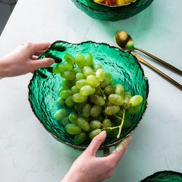Plates Irregular Gold Inlay Edge Glass Salad Bowl Fruit Rice Serving Bowls Storage Container Lunch Box Decoration Tableware