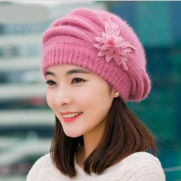 BeanieSkull Caps Berets Hat Beanie Fashion Spring Autumn Winter Warm Flower Knit Crochet Cute Casual Cap For Women's Girl Female 230211