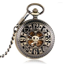 Pocket Watches Simple Mechanical Poket Men Pendant Skull Bronze Masculine Necklace Watch Colar Masculino Gifts