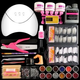 Nail Manicure Set COSCELIA Acrylic Art Kit Full With UV LED Lamp Decoration Liquid All for Tools 230211