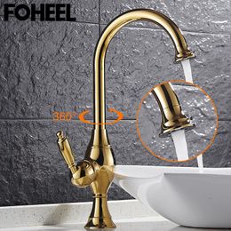Kitchen Faucets FOHEEL Sink Mixer Tap Black Chrome Faucet Single Handle And Cold Water