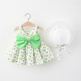 Girl Dresses Melario Baby Girls Clothes 2023 Summer Kids Princess Dress With Hat Sweet Flower Print Bow Toddler Outfits Infant Clothing