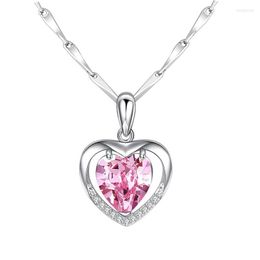 Pendant Necklaces Trendy Silver Plated Chain Necklace Crystal Stone Heart For Women Anniversary Jewellery