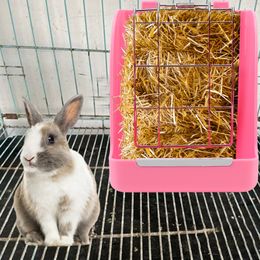 Small Animal Supplies Rabbit Grass Frame Rack Hay Bowl Spring Pet Food Basket Feeder 230211