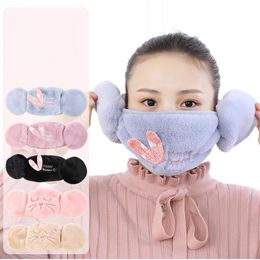 Berets Earmuffs Cartoon Ear Muffs Ear-cap For Women Girl 2 In 1 Autumn Winter Thicken Plush Outdoor Riding Windproof EarflapBerets