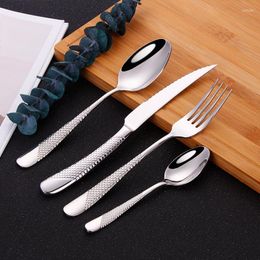 Dinnerware Sets 24 Pieces Tableware Star Drill Knife Fork Set Home 304 Stainless Steel Steak Western