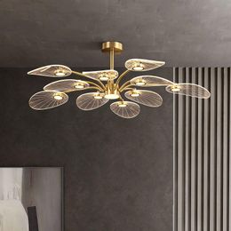 Ceiling Lights Modern Copper Lamp Nordic LED Chandeliers For Living Bedroom Lotus Leaf Shape Design Pandant Deco Light Fixture