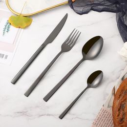 Dinnerware Sets Western Cutlery Set 16 Piece Tableware Stainless Steel Black Spoon Fork Knife Dinner Complete Home Flatware