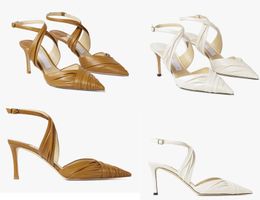 Elegant Women Designer BASIL Shoes Sandals White Styles High Heels Leather Pumps Rubber Wedding Party Dress Ladies size 35-43 Original Box