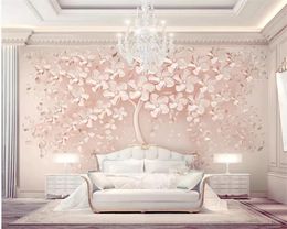 Wallpapers Custom Size Self Adhesive 3d Luxury Rose Gold A Blossoming Tree Living Room TV Background Po Murals Waterproof