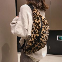 Waist Bags Women Chest Leopard Plush Fanny Pack Bag Shoulder Female Large Capacity Phone Money Packs Sac Banana Femme