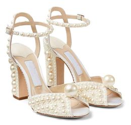 23S Scarpe da sposa firmate SACARIA Sandali con plateau Abbellimento di perle Sacora Sandali da donna Tacchi alti Scarpe da sera perfette da donna EU35-43