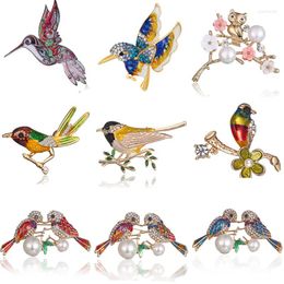 Brooches Fashion Vintage Handmade Colorful Animal Flying Bird Flower Crystal Rhinestone Gold Tone Brooch Pin For Women Jewelry Gift