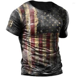 Men's T Shirts Summer Vintage Men's American Flag 3D Printed T-Shirt Streetwear O Neck Short Sleeve Loose Clothing