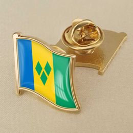 Saint Vincent and the Grenadines National Flag Crystal Gel Emblem Brooch World Flag Badges