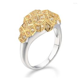 Cluster Rings 925 Sterling Sliver Fashion Ring Set With Yellow Cirtine High End Fine Jewellery Gold Plating For Man