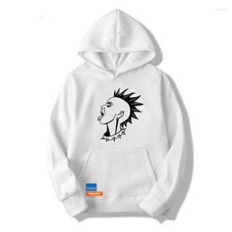 Men's Hoodies 2023 Winter Punk Boy Print Fleece Men Hooded Sweatshirt Ladies Streetwear Fun Black Hoodie