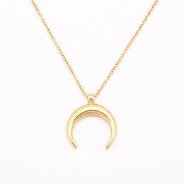 Pendant Necklaces Stainless Steel OX Horn Crescent Half Moon Necklace Gifts For Women/girlfriend Femme Collare Mujer Bijoux Collar