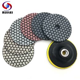 Polishing Pads RIJILEI 6 Pcs/Set 3"/4" Dry Sharp Type Flexible Diamond For Granite Marble Stone Sanding Disc H3 230211